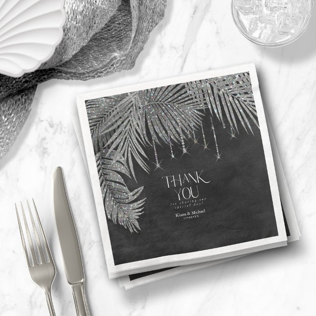 Servilleta De Papel De Cena Jewel Palm Leaf Gracias Silver ID830 (Subido por el creador)