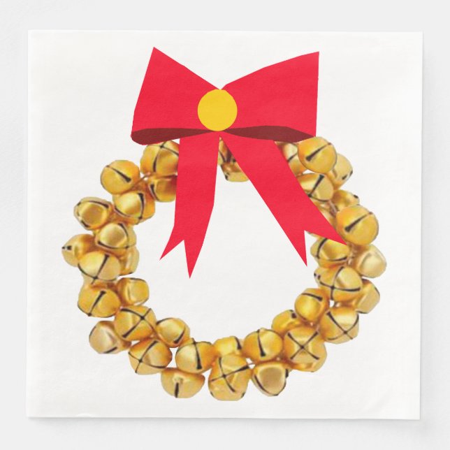 Servilleta De Papel De Cena Jingle Bells Wreath Dinner Napkins (Anverso)