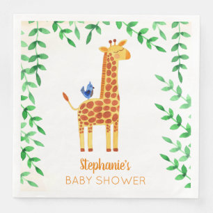 Servilleta De Papel De Cena Jirafa y pájaro lindos Baby Shower personalizado