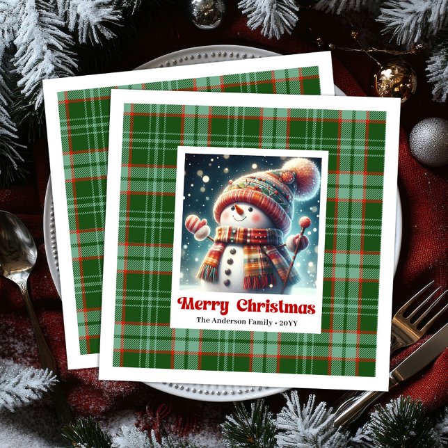 Servilleta De Papel De Cena Jolly Christmas Snowman Napkins Personalized Kids  (Jolly Christmas Snowman Napkins Personalized Kids Style

)