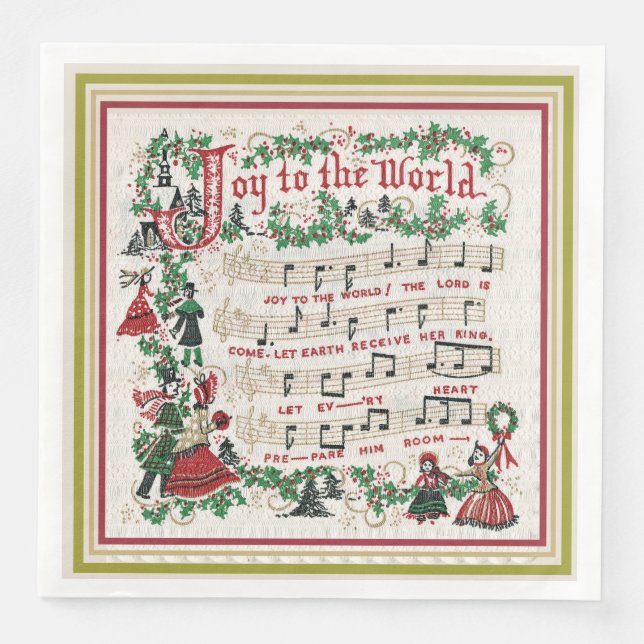 Servilleta De Papel De Cena Joy to the World Song Sheet (Anverso)