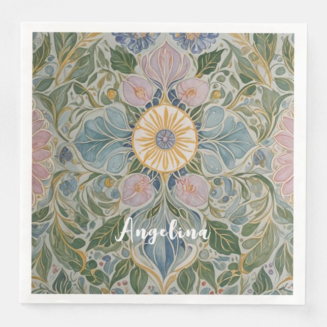 Servilleta De Papel De Cena Kaleidoscopio floral personalizado (Anverso)