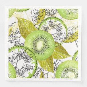 Servilleta De Papel De Cena Kiwi, frugal, verde y blanco, fresco, jugoso, blan