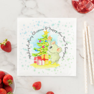 Servilleta De Papel De Cena Koala con una cena Fiesta de tres Navidades austra