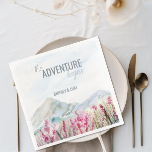 Servilleta De Papel De Cena La aventura comienza Bodas de montaña acuarela