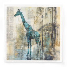 La Girafa Azul En París Servilletas de Papel