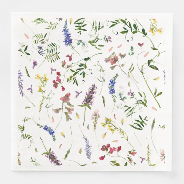 Servilleta De Papel De Cena La pradera de flores silvestres escandinavas (Anverso)