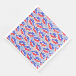 SERVILLETA DE PAPEL DE CENA LABIOS ROJOS BLANCOS Y AZULES PATRIÓTICOS
