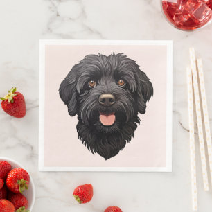 Servilleta De Papel De Cena Labradoodle Perro Negro
