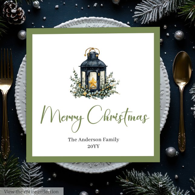 Servilleta De Papel De Cena Lámpara de Navidad Bohemian Chic Fiesta Rústica  (Chic Bohemian Christmas Lantern Rustic Party Napkins)
