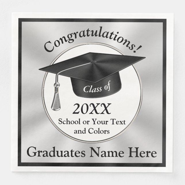 Servilleta De Papel De Cena Las toallas de graduación personalizadas tu texto, (Anverso)