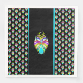 Servilleta De Papel De Cena Lechuza de Oracle de color cian y negro