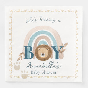 Servilleta De Papel De Cena Lindo bebé boho león cachorro huellas