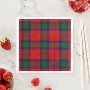 Servilleta De Papel De Cena Lindsay tartan green platillo rojo