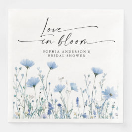 Servilleta De Papel De Cena Love In Bloom Blue Bridal Shower Napkins
