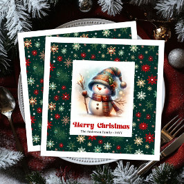 Servilleta De Papel De Cena Lovely Christmas Snowman Napkins Editable Custom 