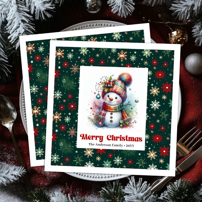 Servilleta De Papel De Cena Lovely funny snowman with snowflakes kids napkins (Lovely funny snowman with snowflakes kids napkins)