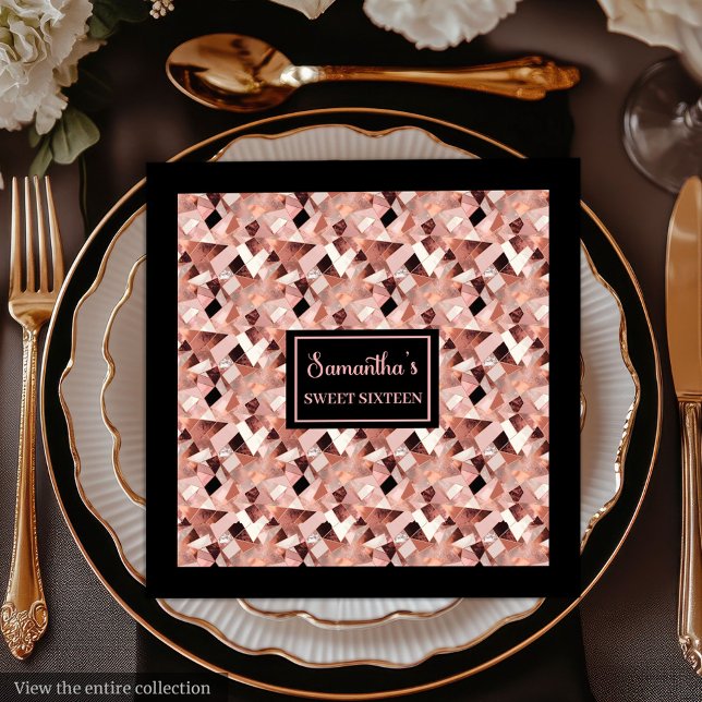 Servilleta De Papel De Cena Lux Wedding Napkins Rose Gold Glitter Metallic (Lux Wedding Napkins Rose Gold Glitter Metallic)