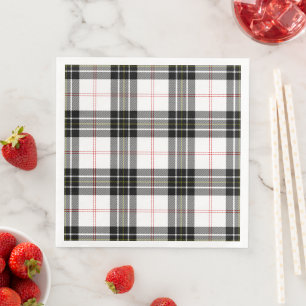 Servilleta De Papel De Cena MacPherson tartan blanco negro plaid