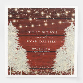 Servilleta De Papel De Cena Madera Rusa | Luces de cadena | Boda de árboles