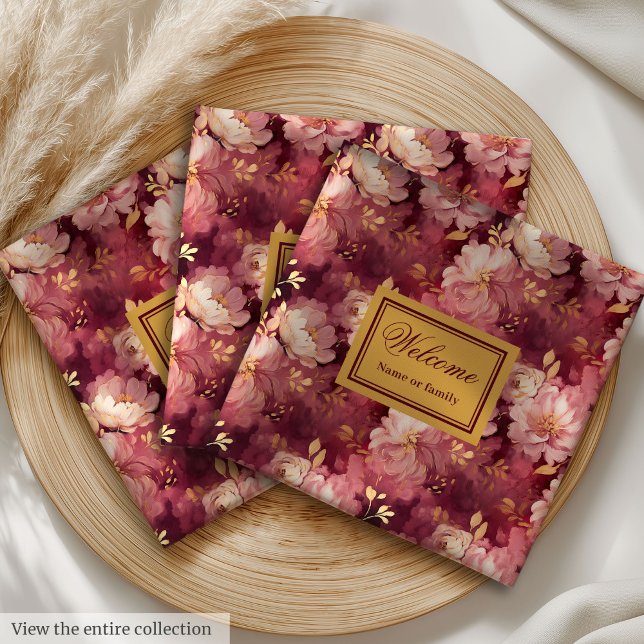 Servilleta De Papel De Cena Magnífica cena personalizada Rubor Burgundy Gold (Gorgeous Blush Burgundy Gold Personalized Dinner Paper Dinner Napkins)