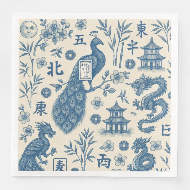Servilleta De Papel De Cena Mahjong Toile Party Napkins (Anverso)