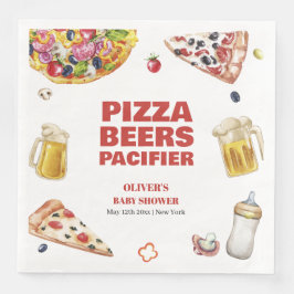 Servilleta De Papel De Cena Mama Mia Pizza Beer Pacifier Baby Shower