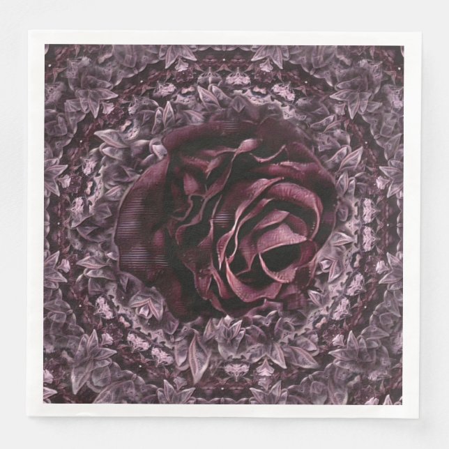 Servilleta De Papel De Cena Mandala de rosa  (Anverso)