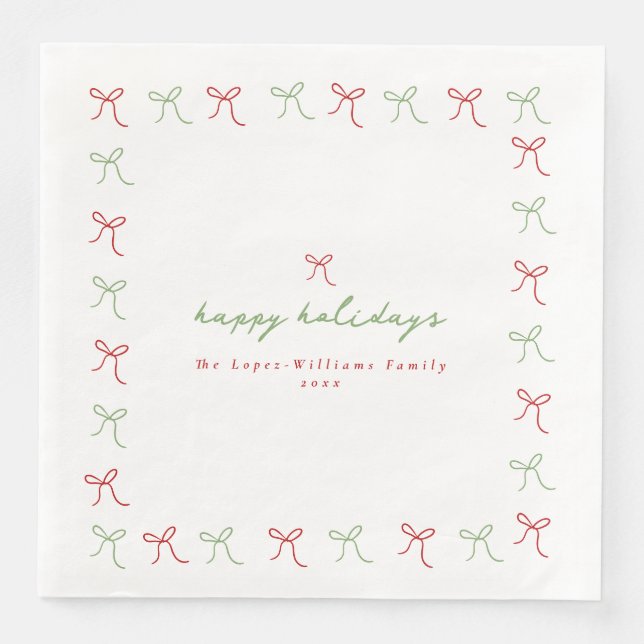 Servilleta De Papel De Cena Mano caprichoso traza arcos de Navidades rojos y v (Anverso)