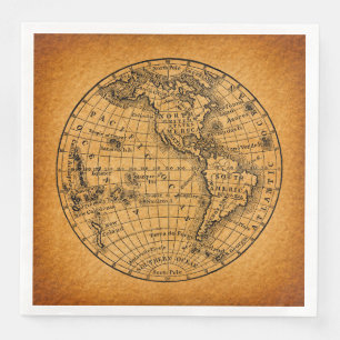 Servilleta De Papel De Cena Mapa del mundo de la antigua Tierra Arte de Globo 