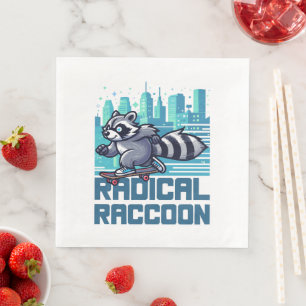 Servilleta De Papel De Cena Mapache Radical Urbano Patinador