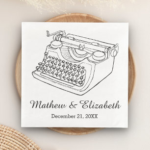 Servilleta De Papel De Cena Máquina de Escribir Antigua Boda Personalizada