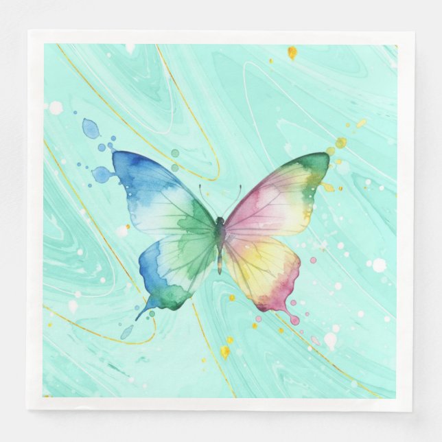 Servilleta De Papel De Cena Mariposa (Anverso)