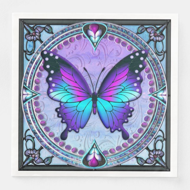 Servilleta De Papel De Cena Mariposa de sublimación con fondo (Anverso)