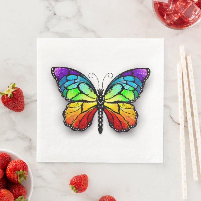 Servilleta De Papel De Cena Mariposa monarca arcoíris (In situ)