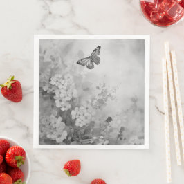 Servilleta De Papel De Cena Mariposa negra y blanca