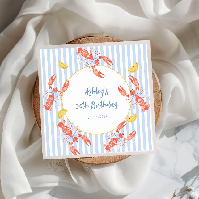 Servilleta De Papel De Cena Mariscos Hervir Lobster Bake Cumpleaños Napkin (Subido por el creador)