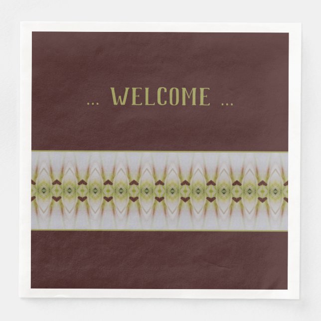 Servilleta De Papel De Cena Marrón con verde limón (Anverso)