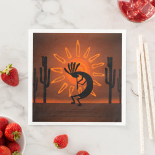 Servilleta De Papel De Cena Marrón de sol del desierto de Kokopelli del suroe