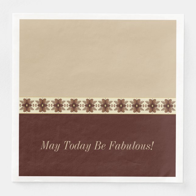 Servilleta De Papel De Cena Marrón Oscuro Y Oro (Anverso)