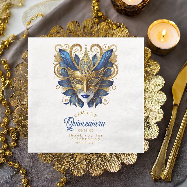 Servilleta De Papel De Cena Máscara de mascarada Motif Blue Gold ID1031 (Subido por el creador)