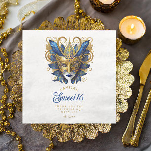 Servilleta De Papel De Cena Máscara de mascarada Motif Blue Gold ID1032