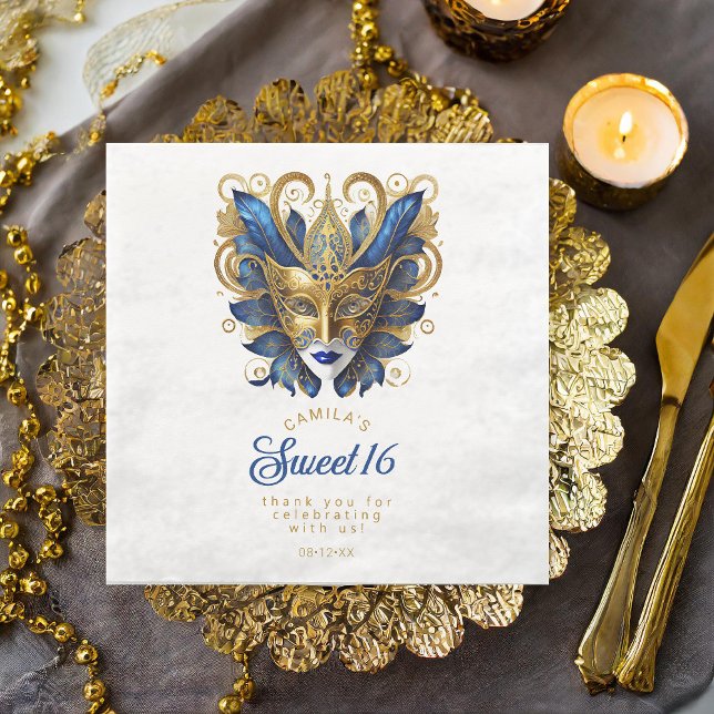 Servilleta De Papel De Cena Máscara de mascarada Motif Blue Gold ID1032 (Subido por el creador)