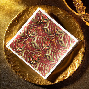 Servilleta De Papel De Cena Mascarada Quinceanera Beads Máscaras Red ID1031