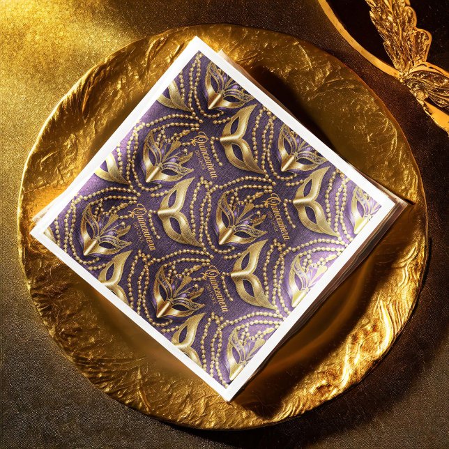 Servilleta De Papel De Cena Mascaradas Quinceanera Beads Máscaras Purple ID103 (Subido por el creador)