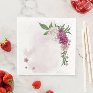 Servilleta De Papel De Cena mauve rosa floral blanca