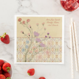 Servilleta De Papel De Cena Mauve y floral beige