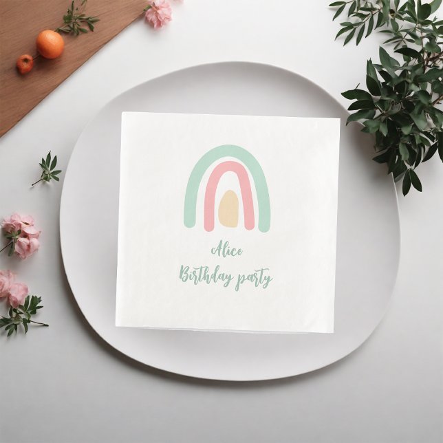 Servilleta De Papel De Cena Mentalidad arcoíris acuarela, fiesta de cumpleaños (Subido por el creador)