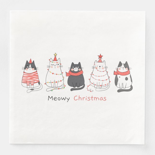 Servilleta De Papel De Cena Meowy Navidades Cats (Anverso)