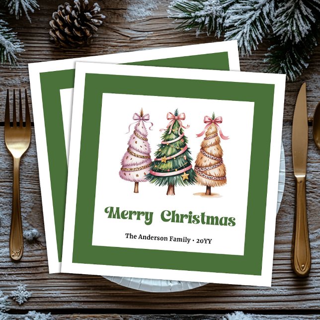 Servilleta De Papel De Cena Merrily Christmas Tree Leopard Print Dinner Napkin (Merrily Christmas Tree Leopard Print Dinner Napkins!)